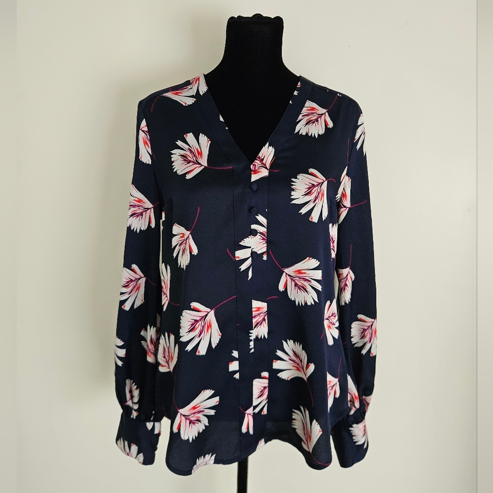 Express Navy Floral Blouse